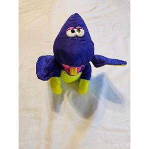 Fisher Price 1992 Puffalump Baby Dinoroar Purple Yellow Plush Toy Squeaker